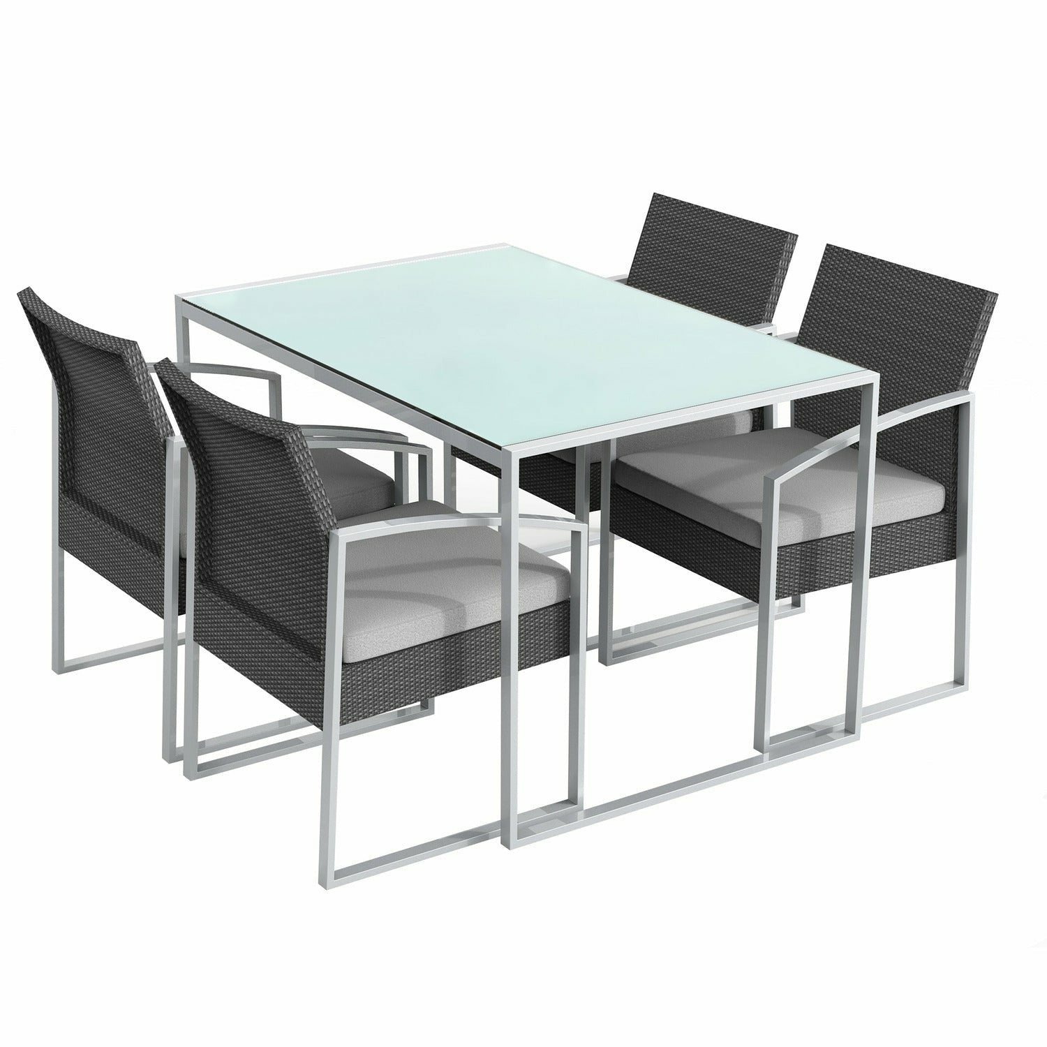 GARDEN FRIEND - Set pranzo Bilbao nero tavolo con 4 poltrone